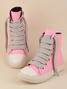 Dames tweekleurige skateschoenen met veters aan de voorkant, sportieve outdoor-casual schoenen
