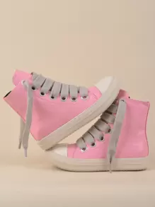 Dames tweekleurige skateschoenen met veters aan de voorkant, sportieve outdoor-casual schoenen