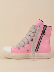 Dames tweekleurige skateschoenen met veters aan de voorkant, sportieve outdoor-casual schoenen