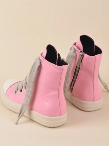 Dames tweekleurige skateschoenen met veters aan de voorkant, sportieve outdoor-casual schoenen