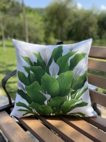 件組方形裝飾枕套，熱帶綠色植物印花，適合戶外/室內使用，防水露台墊套，非常適合家居、花園、海灘和客廳裝飾 - 橄欖綠 - 查看 9