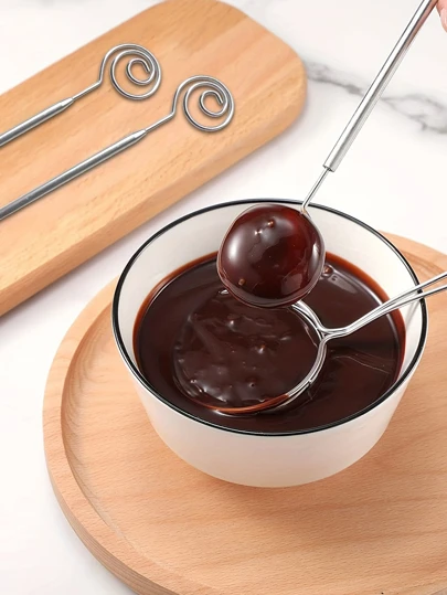 1入組巧克力沾降具，起司擴散匙，螺旋沾降工具，304不銹鋼巧克力叉，廚房家用不銹鋼工具，烘焙工具