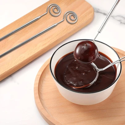 1入組巧克力沾降具，起司擴散匙，螺旋沾降工具，304不銹鋼巧克力叉，廚房家用不銹鋼工具，烘焙工具