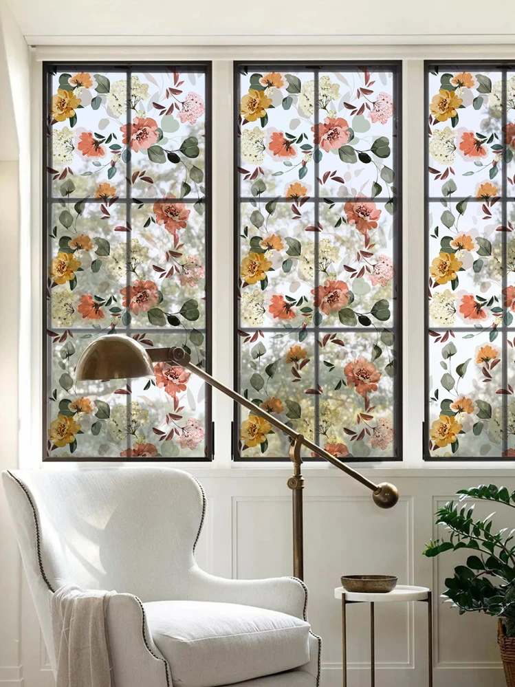 מדבקת פרטיות של חלון דפוס פרח 1 גליל - ריבוי צבעים - ראה 9