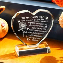 Birthday Gifts for Daughter Adult from Mom Heart-Shaped Glass Keepsake To My Daughter You are My Sunshine Grown Gifts for Daughter on Christmas Graduation Thanksgiving Day - Clear - View 3