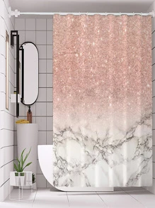 1pc Pink Marble Pattern Yl-202 Shower Curtain - Multicolor - View 1