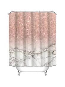 1pc Pink Marble Pattern Yl-202 Shower Curtain - Multicolor - View 3