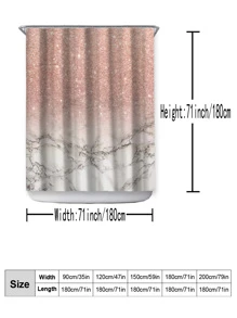 1pc Pink Marble Pattern Yl-202 Shower Curtain - Multicolor - View 2