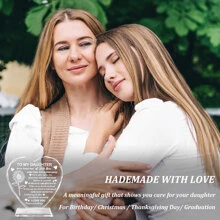 Birthday Gifts for Daughter Adult from Mom Heart-Shaped Glass Keepsake To My Daughter You are My Sunshine Grown Gifts for Daughter on Christmas Graduation Thanksgiving Day - Clear - View 6