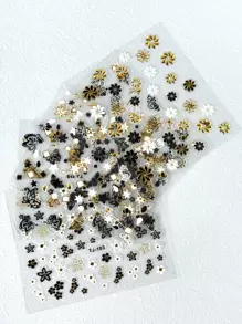 30片/套 金属心形花朵星星自粘美甲贴纸 不同主题美甲贴花 DIY美甲用品 - 彩色 - 查看 4