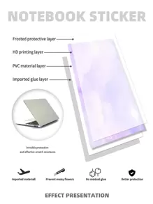 1 set Autocollant De Protection Pour Ordinateur Portable 15,6-16 Pouce Imprimé Nuage Compatible Avec