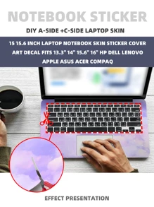 1 set Autocollant De Protection Pour Ordinateur Portable 15,6-16 Pouce Imprimé Nuage Compatible Avec