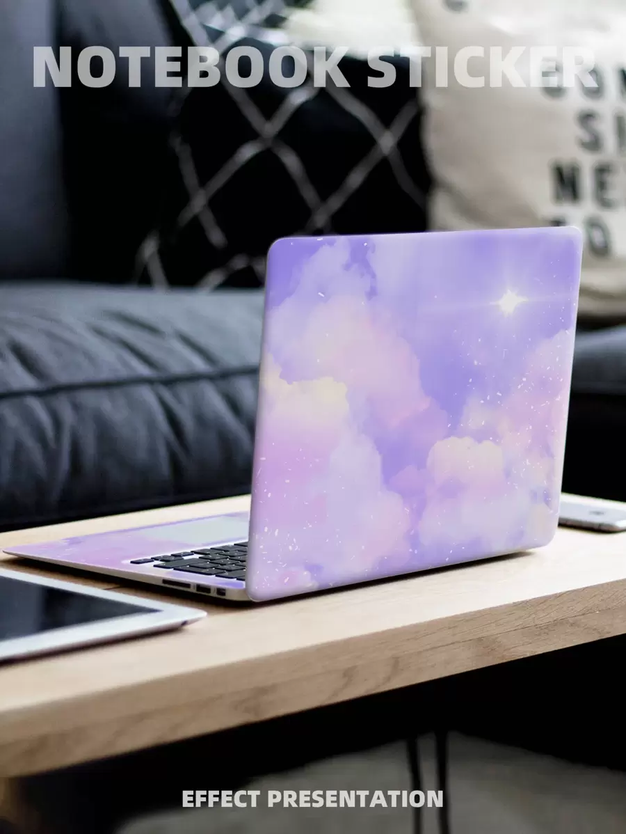 1 set Autocollant De Protection Pour Ordinateur Portable 15,6-16 Pouce Imprimé Nuage Compatible Avec