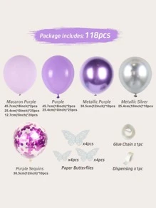 Bộ 118 bóng bay Macaron màu tím hình bướm trang trí tiệc sinh nhật, dây bóng bay cao su dùng cho tiệc cưới - Màu tím - Xem 3