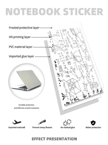 1set 15.6-16 Inch Letter Graphic Laptop Protective Sticker Compatible With Dell/Lenovo/Apple/Asus - Multicolor - View 6