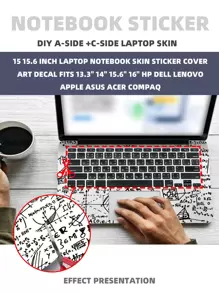 1set 15.6-16 Inch Letter Graphic Laptop Protective Sticker Compatible With Dell/Lenovo/Apple/Asus - Multicolor - View 8