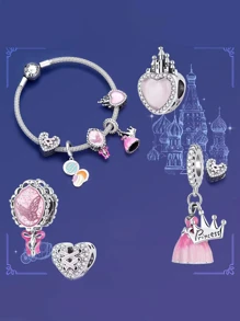 ESBERRY Trang trí hình trái tim Cubic Zirconia Bạc Sterling Hạt Valentine - Bạc - Xem 4