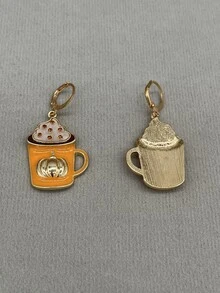 1 đôi bông tai hình tách cà phê đính đá thời trang cá nhân hóa dành cho nữ - Nhiều màu - Xem 5