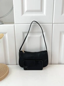 Large Capacity Fashionable Armpit Bag - Black - View 6