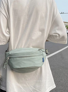 街頭風腰包時髦包女士休閒腰包時尚女孩肩膀斜肩包胸包中性嘻哈腰包新款腰包手機包 - 綠色 - 查看 2