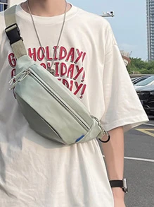 街頭風腰包時髦包女士休閒腰包時尚女孩肩膀斜肩包胸包中性嘻哈腰包新款腰包手機包 - 綠色 - 查看 1