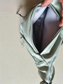 街頭風腰包時髦包女士休閒腰包時尚女孩肩膀斜肩包胸包中性嘻哈腰包新款腰包手機包 - 綠色 - 查看 6