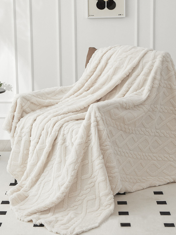 1pc Geometric Tufted Blanket, Modern Knitted Fabric Warm Keeping