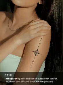 1pc Dazzling Galaxy & Herb Pattern Waterproof & Anti-sweat & Long Lasting & Non-reflective & Elegant & High-end & Minimalist Ins Style Temporary Tattoo Sticker