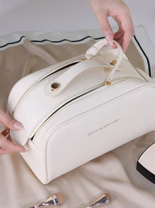 1pc Slogan Graphic Waterproof Toiletry Travel Bag