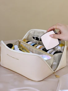 1pc Slogan Graphic Waterproof Toiletry Travel Bag