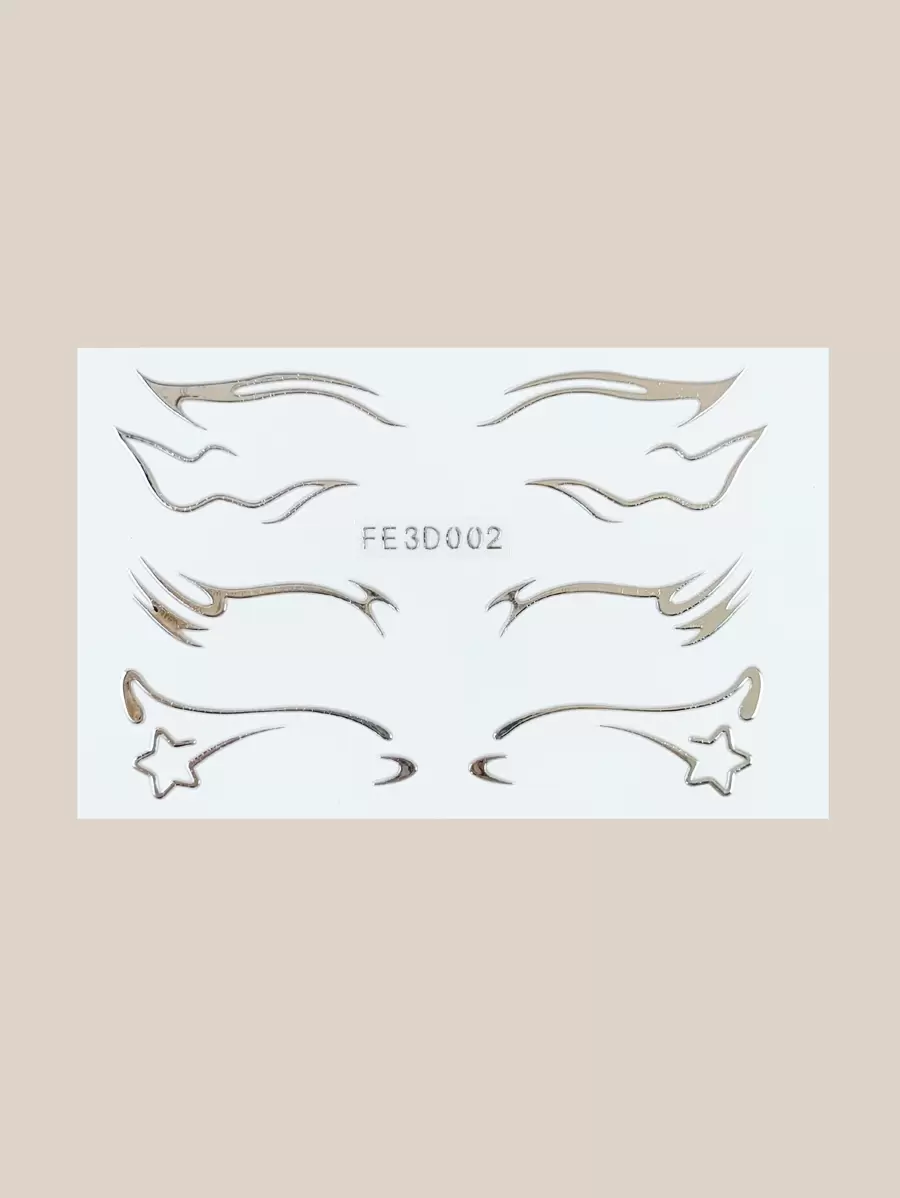 1pc 3D Silver Face Eyeliner Temporary Tattoo Sticker