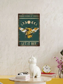 Putuo Decor 普陀装饰，1 件蜜蜂锡标牌，文学口号月亮金属海报，适用于家庭客厅卧室墙壁装饰 7.8 X 11.8 英寸，让它成为蜜蜂最好的礼物 - 彩色 - 查看 2