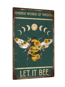 Putuo Decor 普陀装饰，1 件蜜蜂锡标牌，文学口号月亮金属海报，适用于家庭客厅卧室墙壁装饰 7.8 X 11.8 英寸，让它成为蜜蜂最好的礼物 - 彩色 - 查看 1