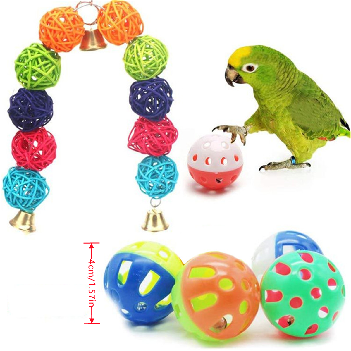 12pcs/set Random Color Bird Toy Perch Including Ladder, Wicker Ball And