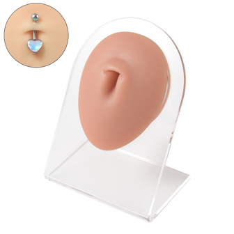 1套裝柔軟彈性矽膠棕色肚臍模型和展示板合適適用於日常穿孔聯係和教學展示使用