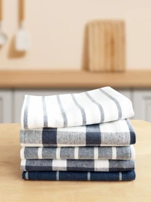 5入組藍色的編織毛巾 - 藍色 - 查看 3