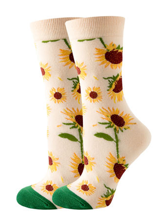向日葵圖案中筒襪