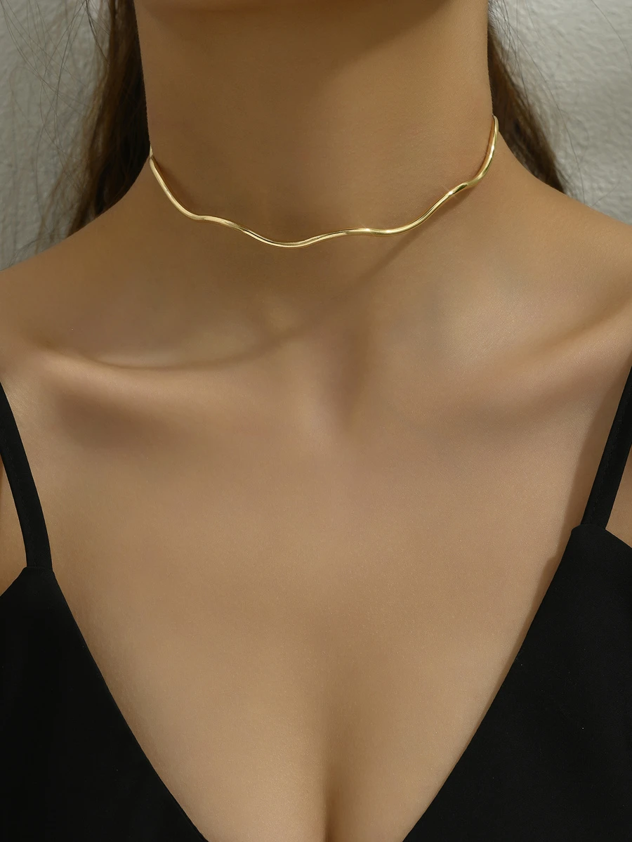 Fashionable Alloy Wavy Collar Suitable For Women's Daily Wear - Yellow Gold - View 1