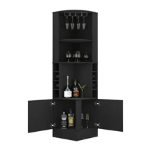 Corner Bar Storage Cabinet, 72" Tall Farmhouse Wine Bar Cabinet W/Barn Door & Adjustable Shelves, Home Bar Cabinet  For Dining Room, Living Room, Kitchen
