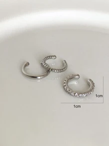 3pcs New Fashion Delicate Zirconia Cute Clip Earrings Buckle Ear Cuff No Piercings Fake Cartilage Ear for Women - Silver - View 3