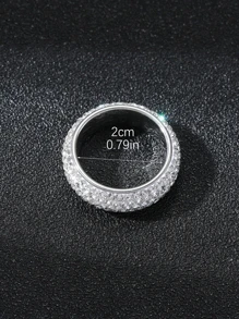 Hihho 1枚个性化时尚不锈钢男士戒指，镶嵌闪亮立方氧化锆，装饰礼品 - 銀色 - 查看 5