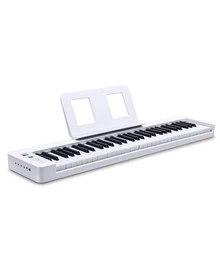 Donner Folding Piano Keyboard 61 Keys Sensitive Electric Piano Foldable Portable for Beginner Adults Home Travel Digital Piano Keyboard with Music Rest Piano Bag Piano Pedal Piano APP White DP-06 - 白色 - 查看 10