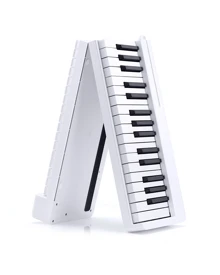Donner Folding Piano Keyboard 61 Keys Sensitive Electric Piano Foldable Portable for Beginner Adults Home Travel Digital Piano Keyboard with Music Rest Piano Bag Piano Pedal Piano APP White DP-06 - 白色 - 查看 9