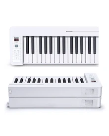 Donner Folding Piano Keyboard 61 Keys Sensitive Electric Piano Foldable Portable for Beginner Adults Home Travel Digital Piano Keyboard with Music Rest Piano Bag Piano Pedal Piano APP White DP-06 - 白色 - 查看 11