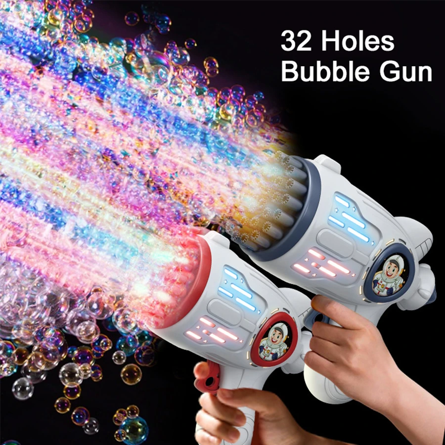 1pc Plastic Bubble Machine, Funny 32-hole Portable Bubble Gun For Party - Red - View 1