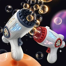 1pc Plastic Bubble Machine, Funny 32-hole Portable Bubble Gun For Party - Red - View 4