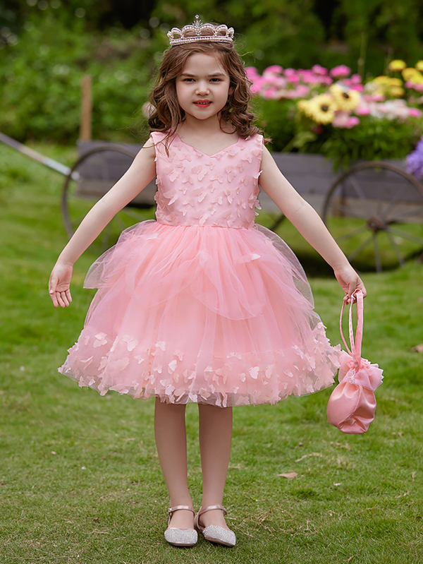 Toddler Girls Appliques Mesh Overlay Gown Dress SHEIN USA