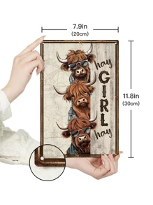 Putuo Decor 1入組奶牛金屬跡象,錫盤子復古牌匾繪畫海報復古裝飾用品鐵掛畫裝飾客廳臥室農場,7.8X11.8英寸 - 彩色 - 查看 3