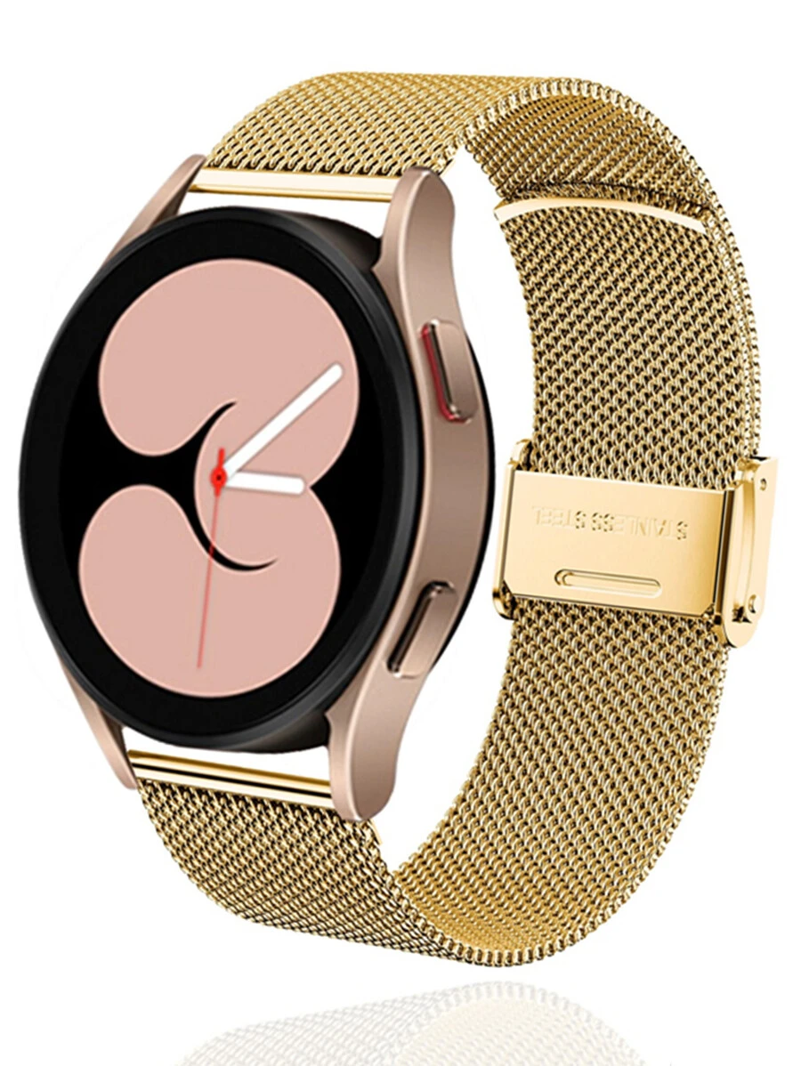 1条时尚金色米兰金属表带，适用于20mm/22mm不锈钢表带，适用于三星智能手表，兼容三星Galaxy Watch 3（42mm/46mm）、Galaxy Active 2（40mm/44mm）、Watch GT2、Galaxy Watch 6（40mm/44mm）、Galaxy Watch 4/5/6/7（40mm/44mm）、Watch 4/6 Classic（42mm/46mm/43mm/47mm）以及Galaxy Watch 5 Pro（45mm）。