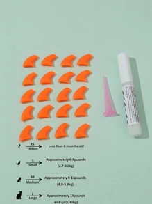 20pcs Cat Nail Caps With Adhesive And Applicator, Soft Claws For Nail Beauty - Orange - View 2